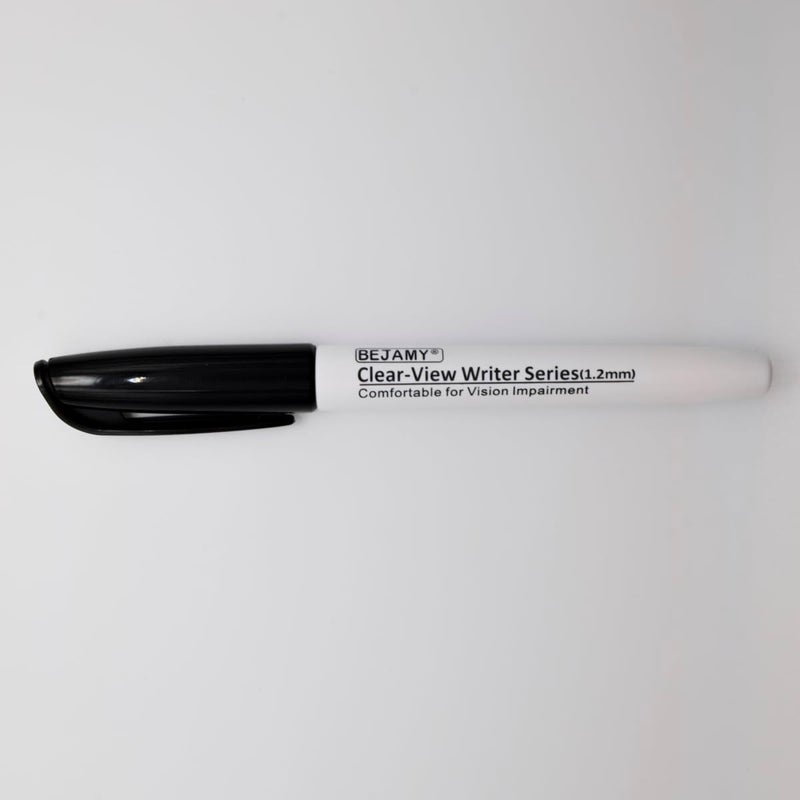 Bejamy (Bullet Tip-1.2mm, PACK of 6, Black Water-Based ink) Clear-View Writer Bold Writing Pen, Low Vision Assistive Writing Tool for Visual Impairment,Odorless,Non-Toxic,No Oil,Alcohol Free - Image 3